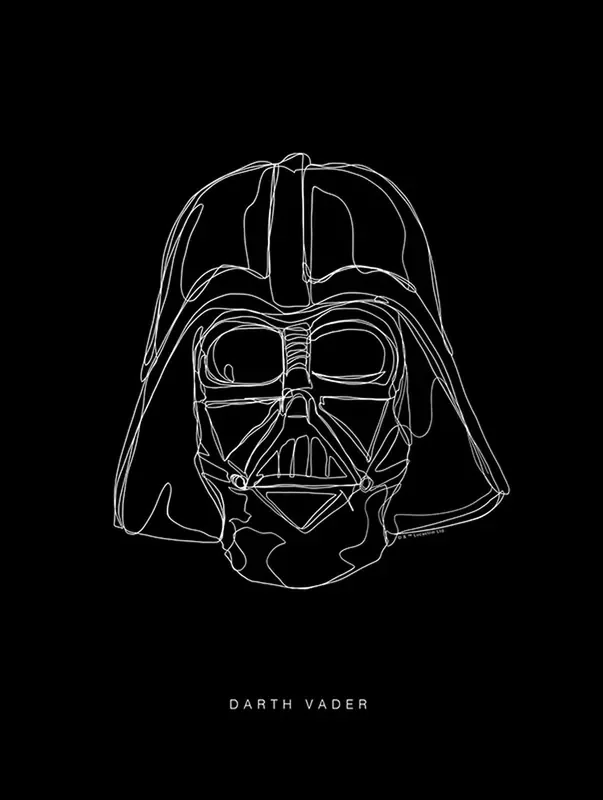 póster decorativo Star Wars Vader blanco y negro de Disney – 611663
