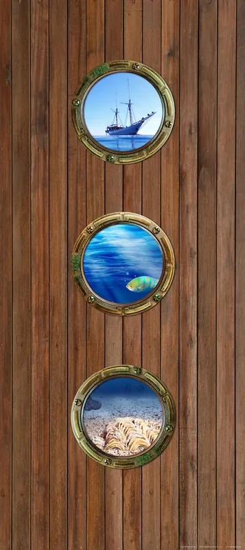 póster decorativo tablas de madera marrón y azul de Sanders & Sanders – 600820