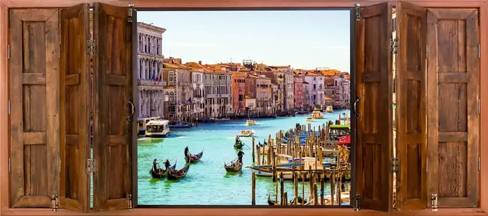 póster decorativo Venecia marrón y azul de Sanders & Sanders – 600939