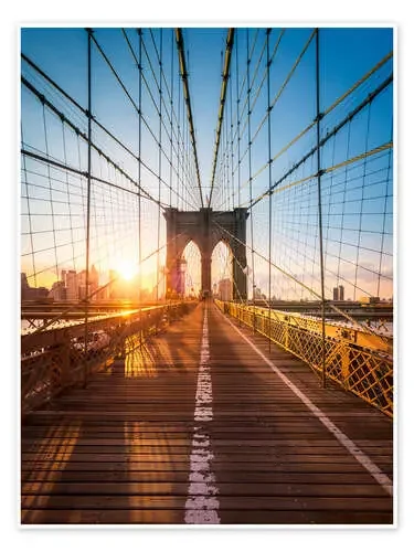 Puente de Brooklyn a la luz del sol en Nueva York de Jan Christopher Becke