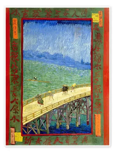 Puente en la lluvia (después de Hiroshige) de Vincent van Gogh Master Collection