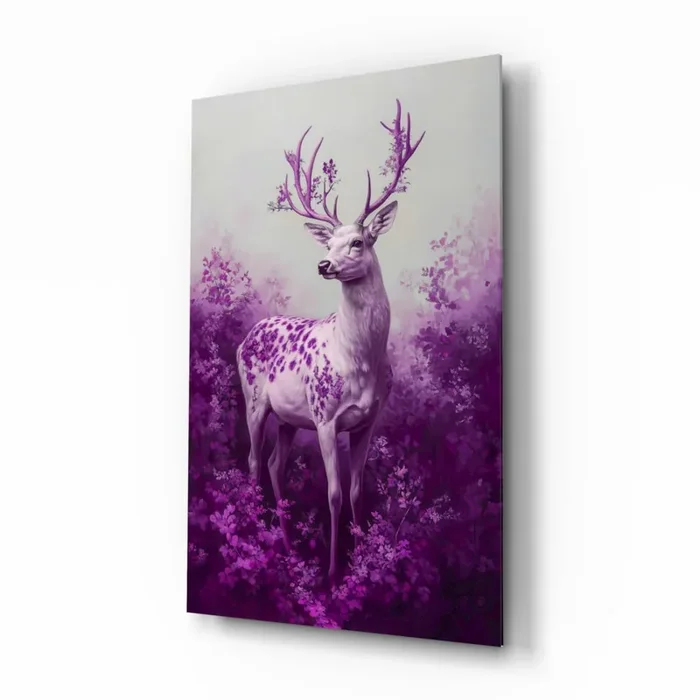 Purple Deer Glass Wall Art Designer Collection – 28.5 » X 18 «