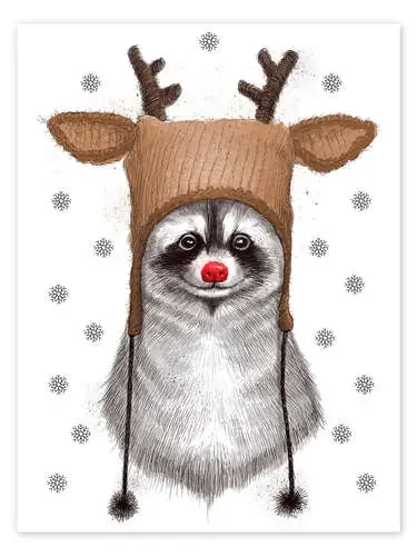 Raccoon in Deer Hat de Nikita Korenkov