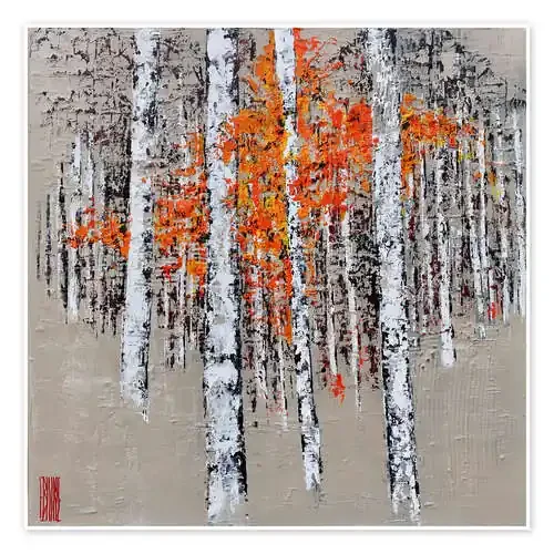 Radiant birch trees in autumn de Eric Bourse