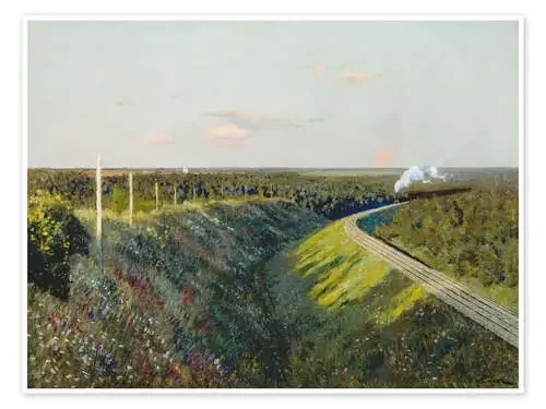 Railway line with steam train de Isaak Iljitsch Lewitan ARTOTHEK