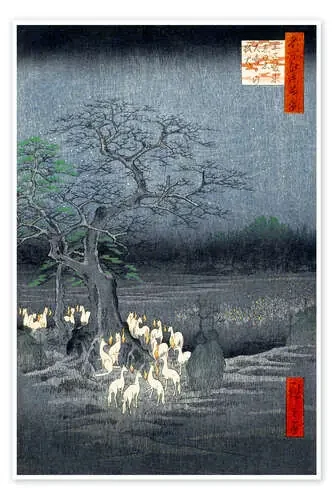 Reencuentro de zorros en Oji de Utagawa Hiroshige Master Collection