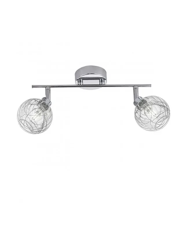 Regleta 2 Luces Cromo Tulipa de Cristal Alambre