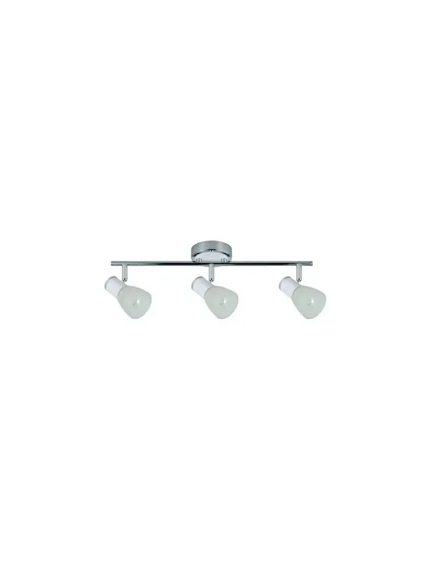 Regleta 3 Focos Orientable Metal Blanco con Cristal