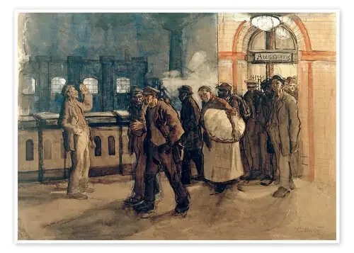 Returning workers at Lehrter Bahnhof de Käthe Kollwitz akg-images