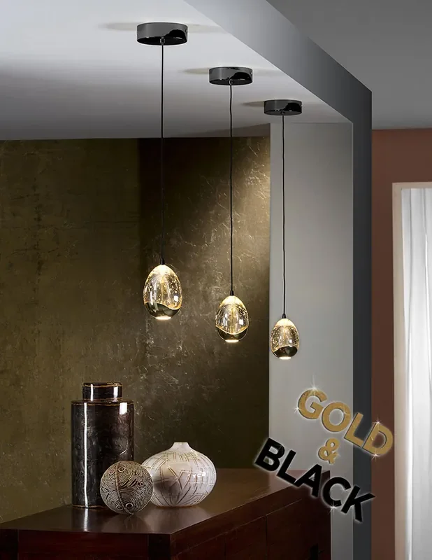 Rocío Colgante 1 Luz Negro Oro Schuller