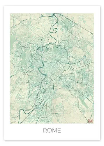 Rome Map Blue de Hubert Roguski
