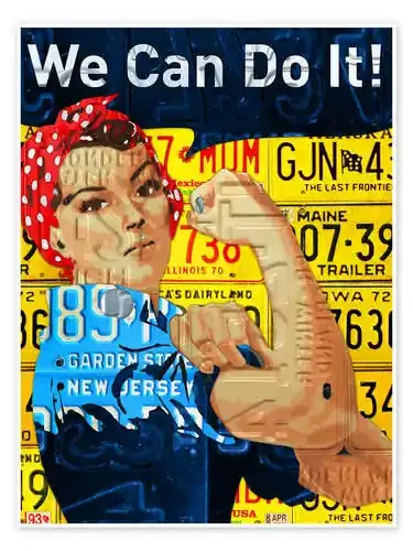 Rosie the Riveter Vintage License Plate Art de Design Turnpike