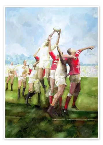 Rugby Match Llanelli v Swansea, Line Out, 1992 de Gareth Lloyd Ball Bridgeman Images