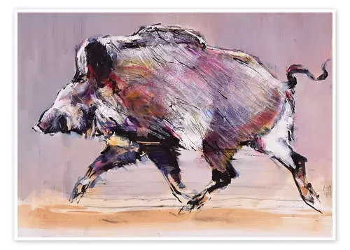 Running boar de Mark Adlington Bridgeman Images