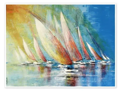 Sailboats gliding through the water de Sophie Duplain