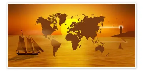 Sailing Around The World With World Map de Monika Jüngling