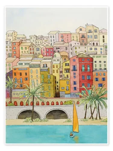 Sailing boat on the Mediterranean coast de Natalie Bruns