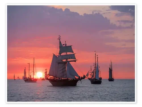Sailing ships on the Baltic Sea in the evening de Rico Ködder