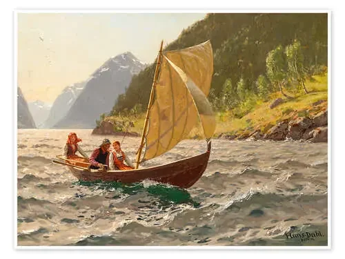 Sailing trip in Norwegian fjord landscape de Hans Dahl ARTOTHEK