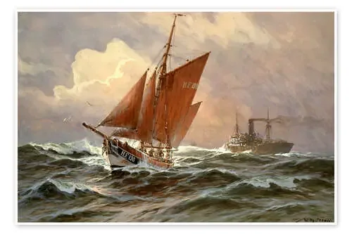 Sailors and steamboat on the North Sea de Willy Stöwer ARTOTHEK