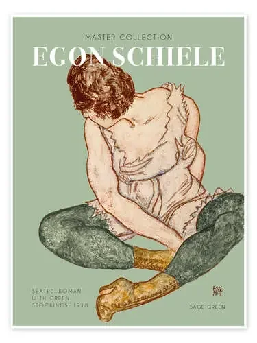 Seated Woman With Green Stockings, 1918 de Egon Schiele Exhibition Posters