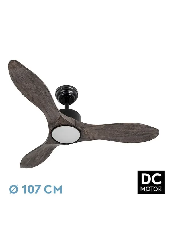 Segre Ventilador Techo DC Negro Roble