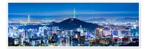 Seoul panorama at night overlooking Namsan and N Seoul Tower de Jan Christopher Becke