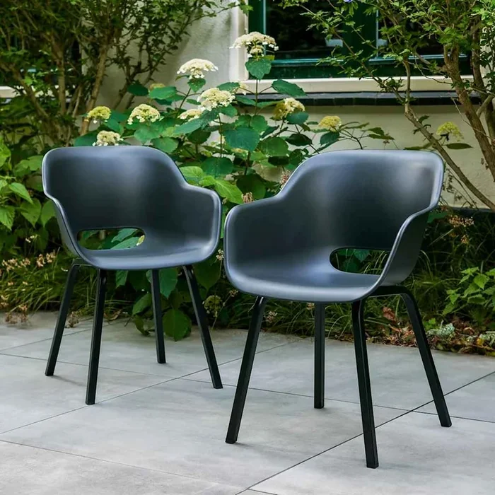 Silla de jardín Keter con patas de metal «Noa» 2 uds grafito