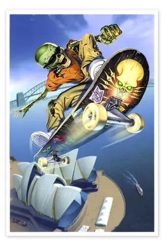 Skateboarding over Opera House de Extreme Zombies MGL Licensing