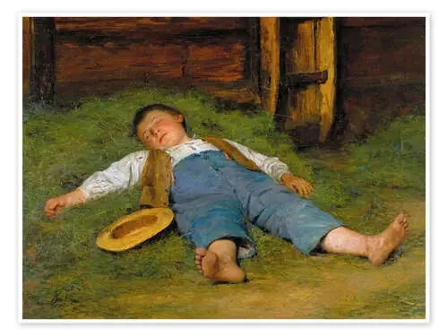 Sleeping boy in the hay de Albert Anker ARTOTHEK