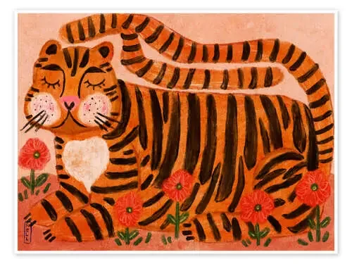 Sleeping Tiger in a Flower Garden de Dirkie Nell 1x