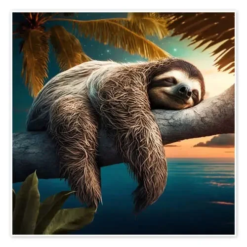 Sloth on a Palm Tree de Michael artefacti