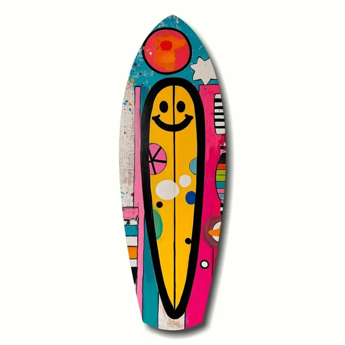 Smiley Surfing Glass Wall Art – 12 » X 35 «