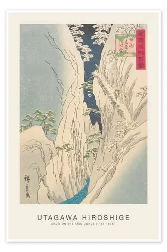 Snow on the Kiso Gorge de Utagawa Hiroshige Exhibition Posters