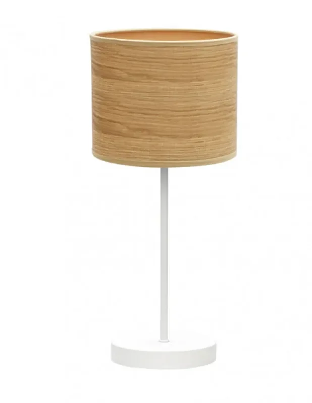 Sobremesa Pantalla de Tela Madera Clara Fabrilamp