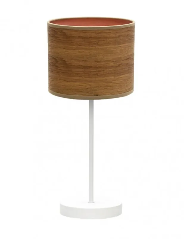 Sobremesa Pantalla de Tela Pantalla Madera Oscura Fabrilamp