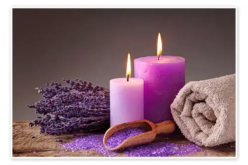 Spa still life with candles and lavender de Elena Schweitzer
