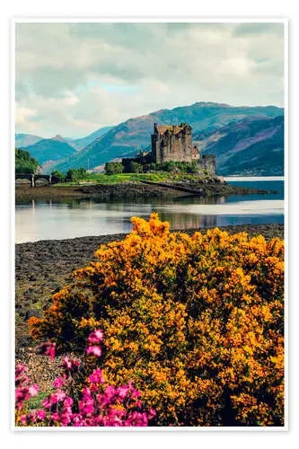 Spring Flowers and the Eilean Donan Castle, Scotland de Robert Francis Robert Harding