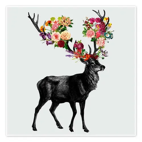Spring Itself Deer Floral de Tobe Fonseca