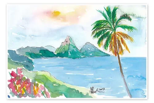 St Lucia Caribbean Dreams With Sunset and Pitons Peaks de M. Bleichner