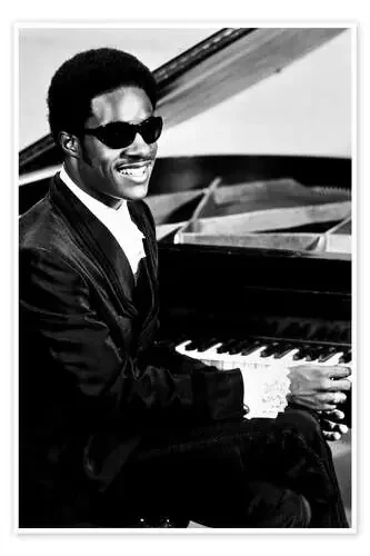 Stevie Wonder en el piano Everett Collection