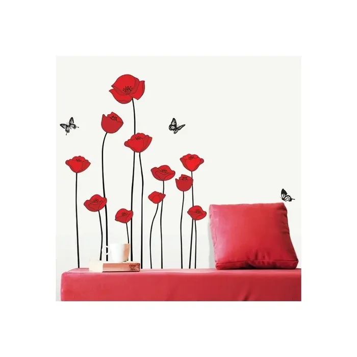STICKER RED POPPIES DS-08218