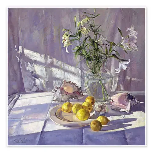 Still Life Flowers and Lemons de Timothy Easton Bridgeman Images