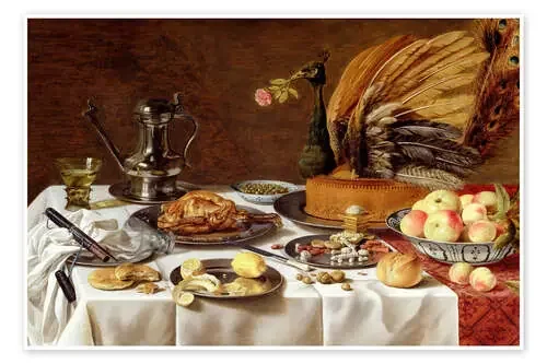 Still Life with a Peacock Pie de Pieter Claesz Bridgeman Images