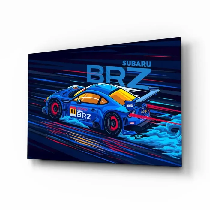 Subaru BRZ Blue Speed Glass Wall Art Designer Collection – 28.5 » X 18 «