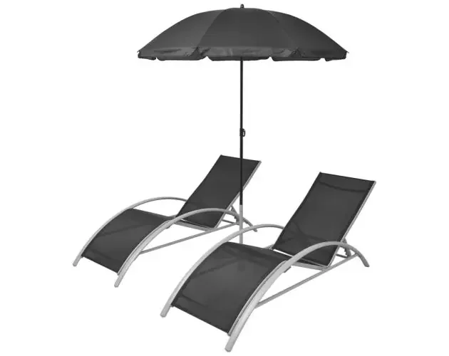 Subito Disponibile vidaXL tumbonas con sombrilla aluminio negro | Brico Depôt