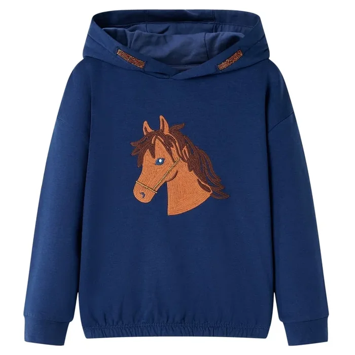 Sudadera infantil con capucha azul marino 116 (2)