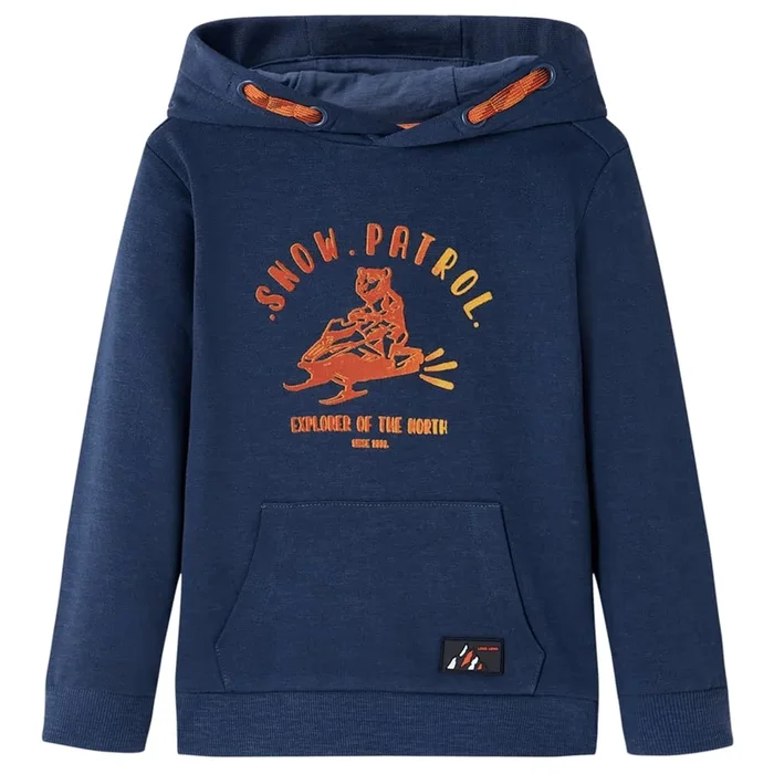 Sudadera infantil con capucha azul marino y naranja 128