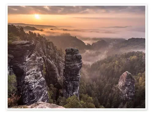 Sunrise in the Saxon Switzerland de Andreas Wonisch