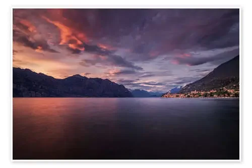 Sunset at Lake Garda with view on Malcesine de Dennis Fischer